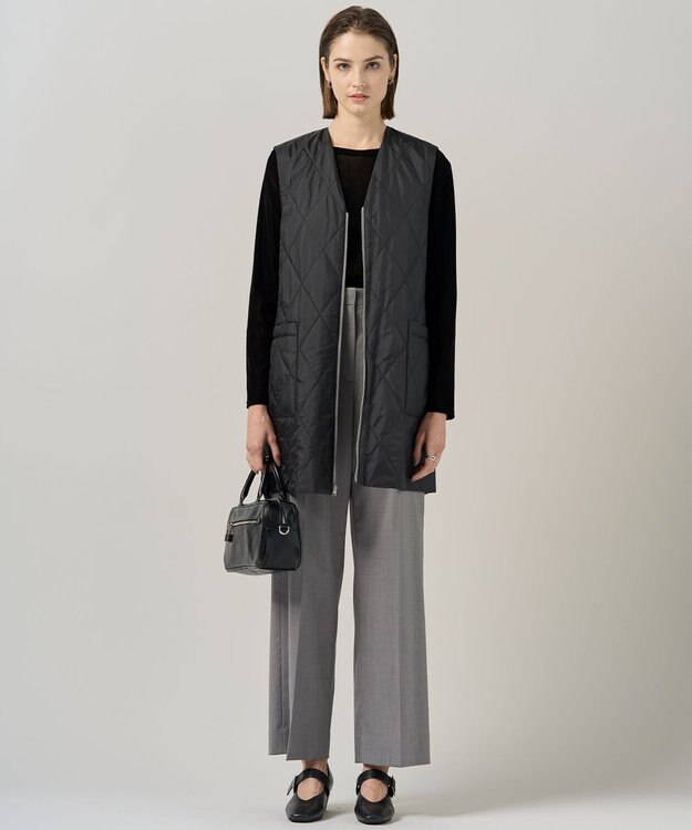 ICB 【洗える・リバーシブル着用可】T/Wツイルキルト リバーシブル パディング ジレ ライトグレー系