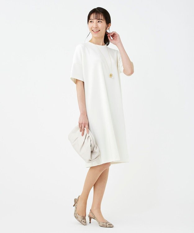 KASHIYAMA 【抗菌繊維】スタイリッシュジャージー オーバーサイズドレス ホワイト