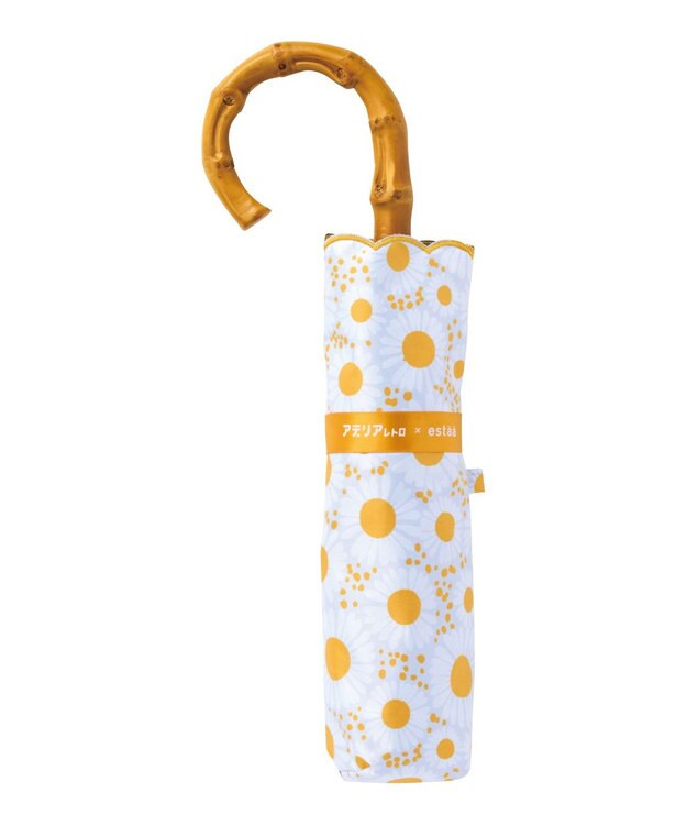 MOONBAT アデリアレトロ×estaa 晴雨兼用日傘 折りたたみ傘 花ざかり UV 一級遮光 ライトオレンジ