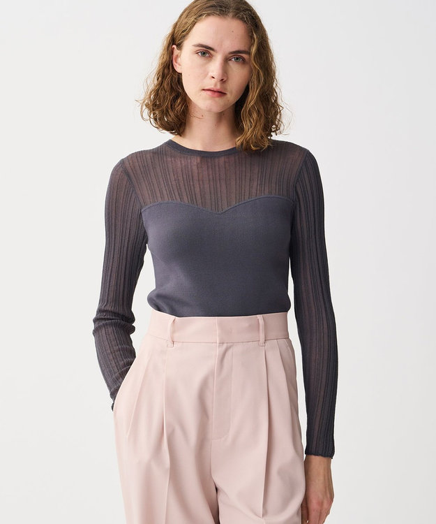 uncrave シルキー ニット コンビ トップス スレート