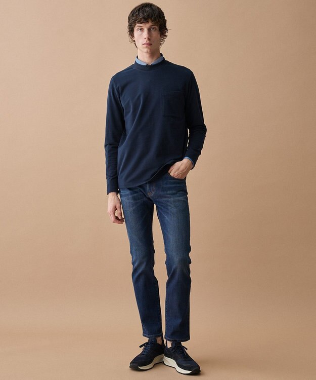 JOSEPH ABBOUD 【イージーケアなジャージー素材・ストレッチ】コンパクトジャージーシャツ ブルー系