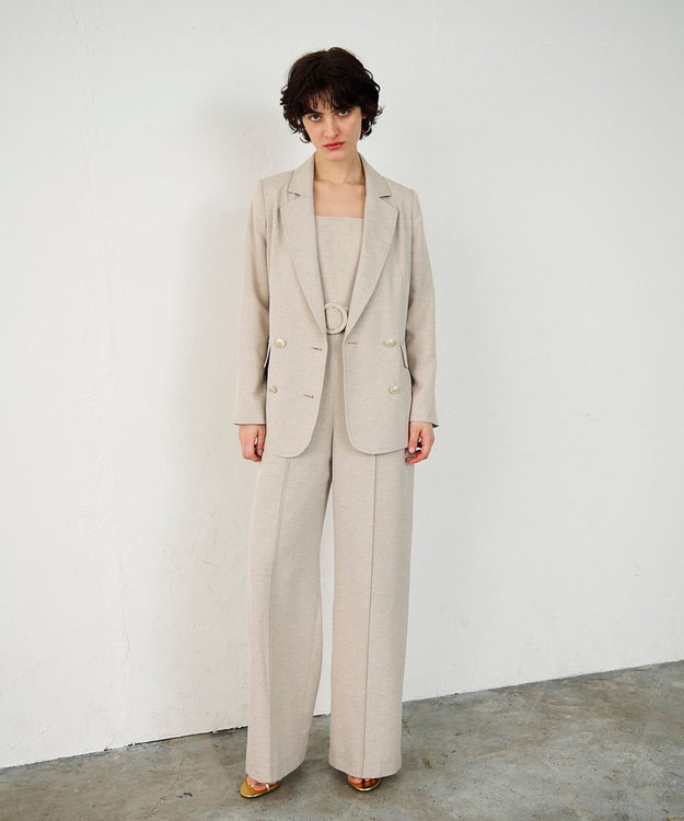 GRACE CONTINENTAL 麻調バックギャザージャケット ベージュ