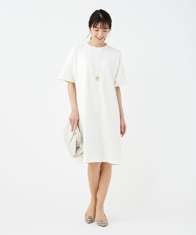KASHIYAMA 【抗菌繊維】スタイリッシュジャージー オーバーサイズドレス ホワイト