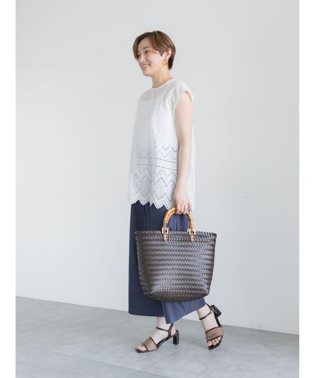 Te chichi 【接触冷感/UVカット/遮熱】ワイドクロップトパンツ ネイビー