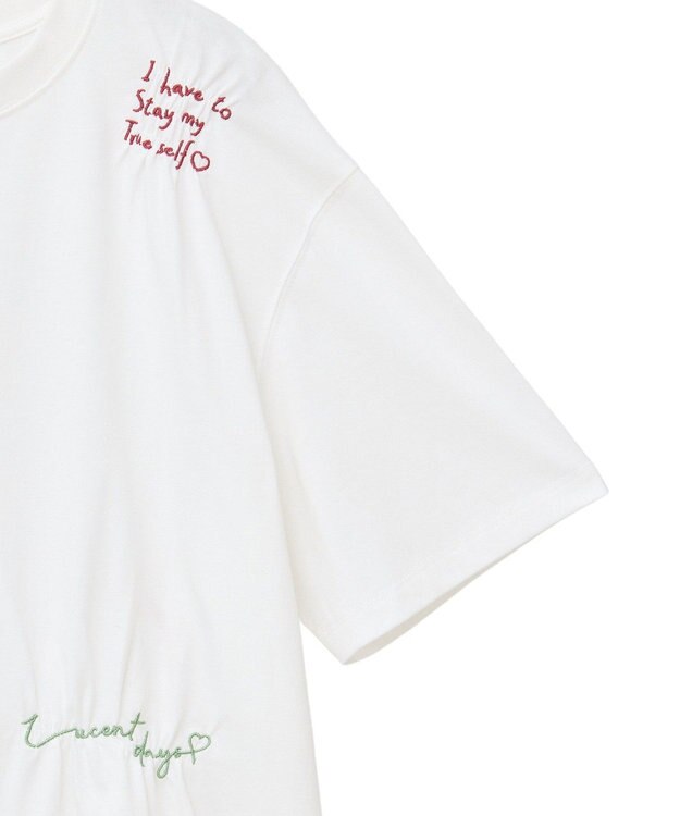 Green Parks ・ＳＵＧＡＲ　ＳＰＯＯＮ　ギャザーロゴ刺繍ＴＥＥ Off White