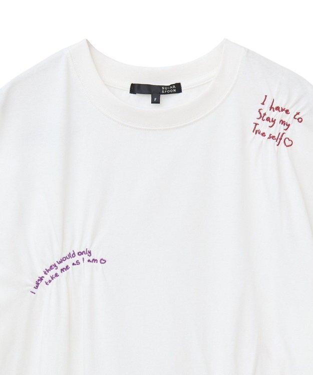 Green Parks ・ＳＵＧＡＲ　ＳＰＯＯＮ　ギャザーロゴ刺繍ＴＥＥ Off White