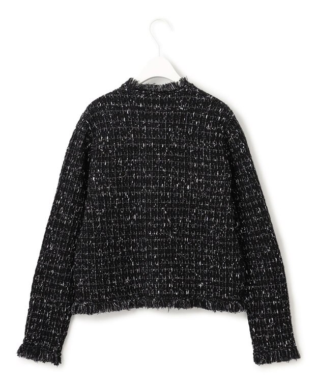 ICB L ルレックスニットツイード カーディガンジャケット ブラック×シルバー系