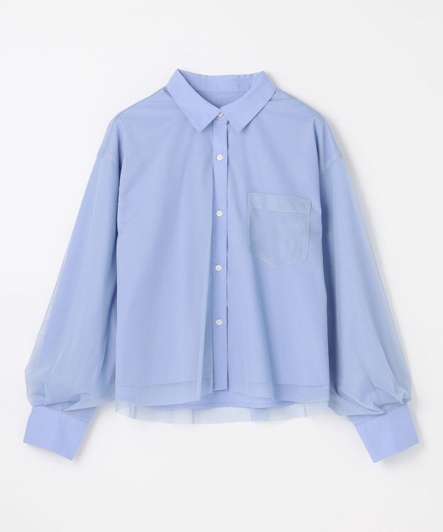 ANY L クロップドチュールコンビシャツ ブルー
