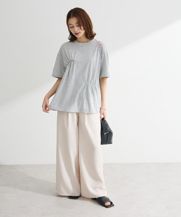 Green Parks ・ＳＵＧＡＲ　ＳＰＯＯＮ　ギャザーロゴ刺繍ＴＥＥ Off White