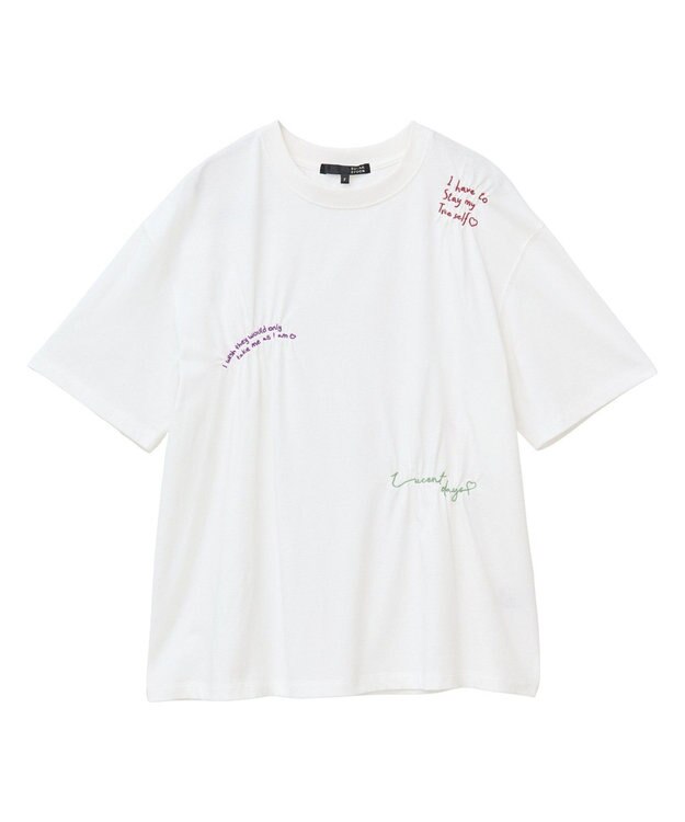 Green Parks ・ＳＵＧＡＲ　ＳＰＯＯＮ　ギャザーロゴ刺繍ＴＥＥ Off White