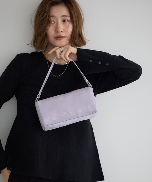 YECCA VECCA 【cache cache】シルクサテンPU筒型ショルダー Lavender
