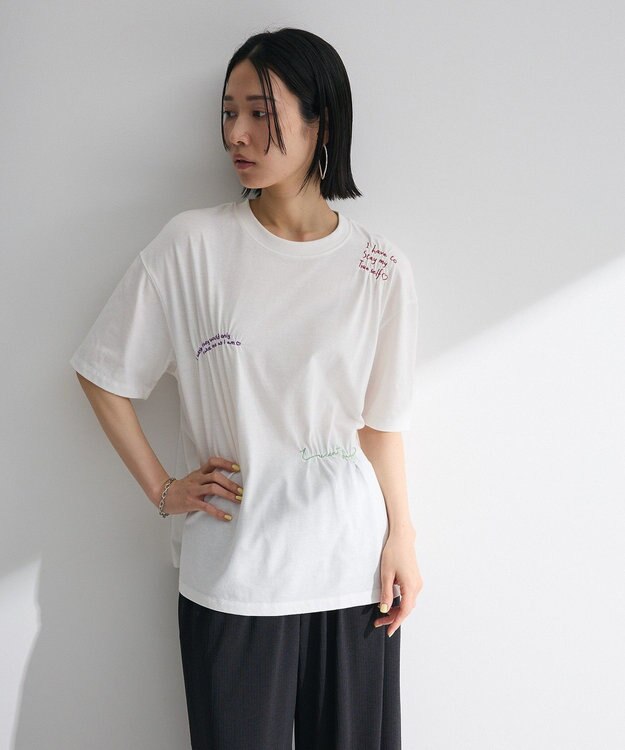 Green Parks ・ＳＵＧＡＲ　ＳＰＯＯＮ　ギャザーロゴ刺繍ＴＥＥ Off White