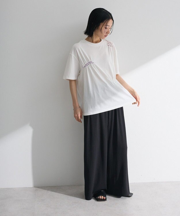 Green Parks ・ＳＵＧＡＲ　ＳＰＯＯＮ　ギャザーロゴ刺繍ＴＥＥ Off White