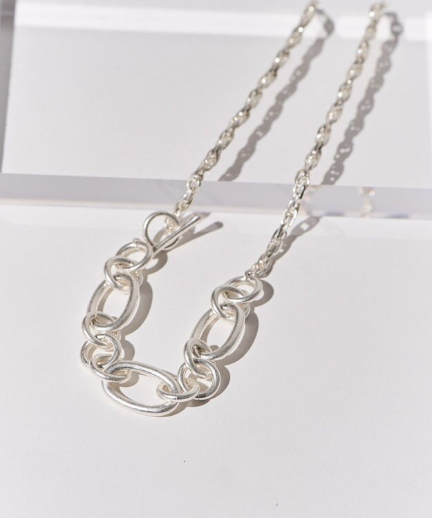 AMERICAN HOLIC 切替チェーンマンテルネックレス Silver
