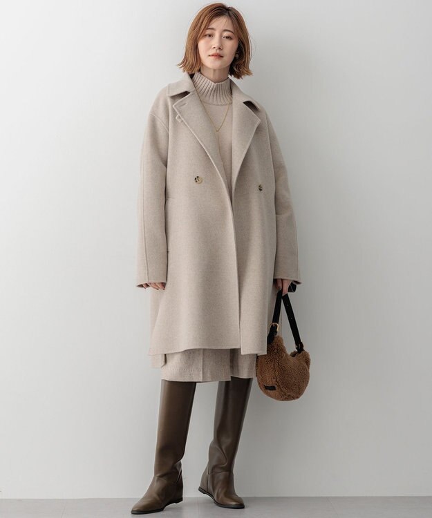 23区 【洗える】カシミヤブレンド ハイネック ニット ベージュ系