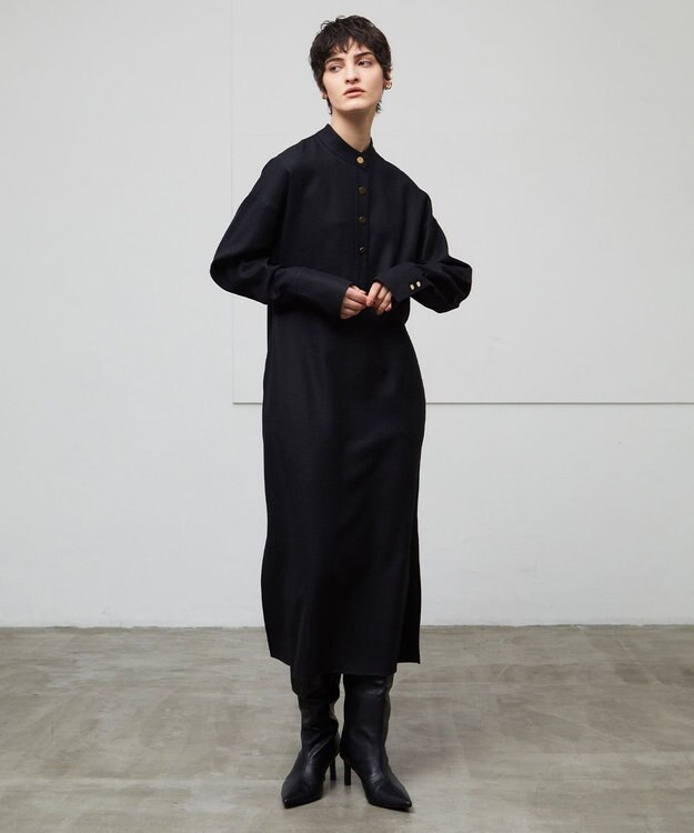 BEIGE， TERNES / ドルマンスリーブウールワンピース Black