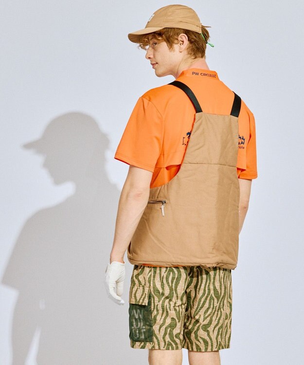 PW CIRCULUS 【吸水速乾 / ストレッチ】【MEN】ストレッチメッシュカノコ ベンチレーションモックT ゴルフ オレンジ系