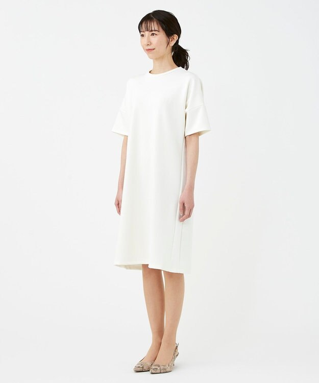 KASHIYAMA 【抗菌繊維】スタイリッシュジャージー オーバーサイズドレス ホワイト