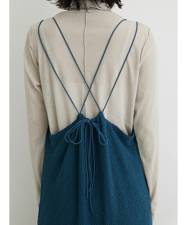 Green Parks 表面カット細ひもキャミワンピース Navy