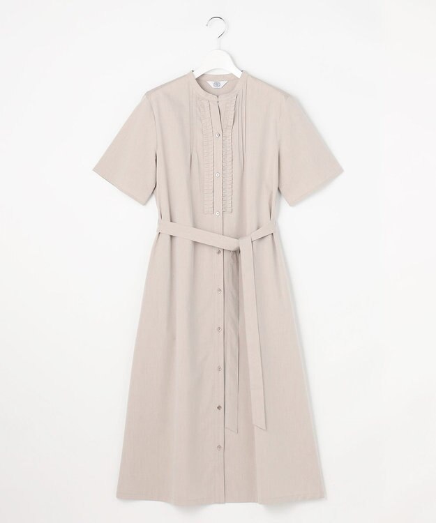 J.PRESS LADIES S 【一枚で着映え】ライトタフタ タックプリーツ ワンピース グレージュ系
