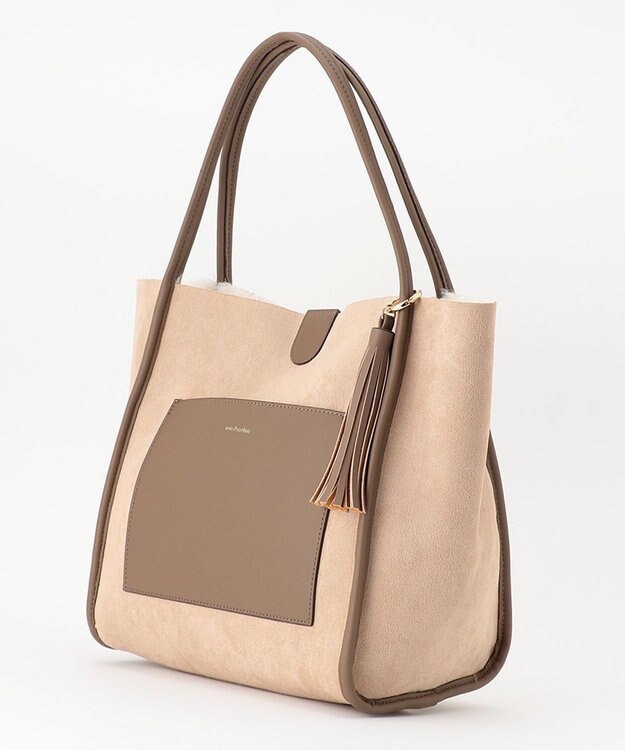 united bamboo フェイクボアリバーシブルトート ベージュ系