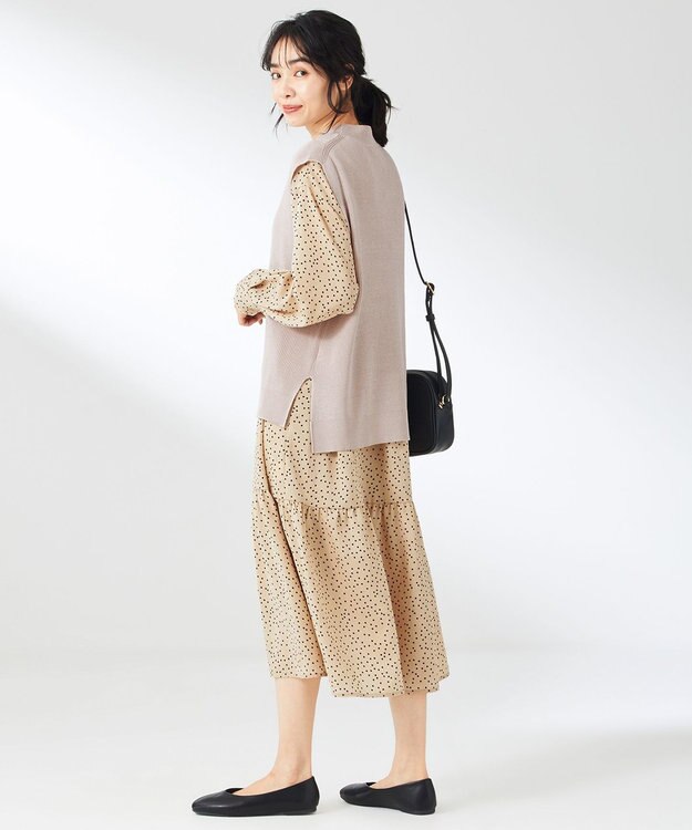 ANY 【セットアイテム】ニットベスト×ワンピース SET ベージュ×ベージュドット