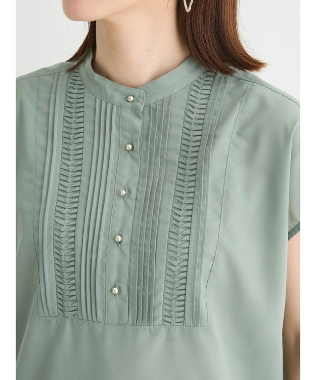 Green Parks ・ＥＬＥＮＣＡＲＥ　ＤＵＥ　ピンタックフレンチブラウス Khaki