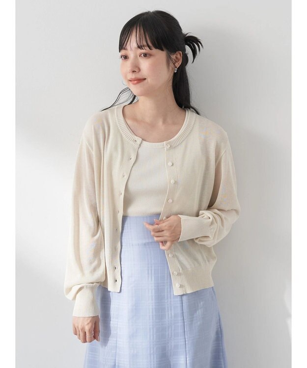 earth music&ecology シアークルーカーディガン Ivory