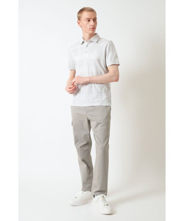 DAKS DAKS GOLFチェック ジャカード半袖ポロシャツ グレー