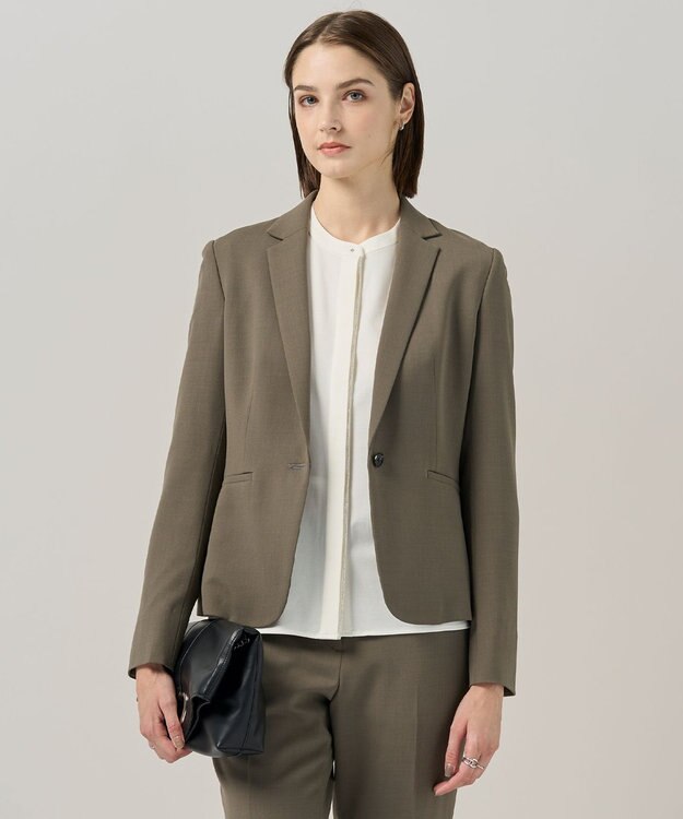 ICB 【UVカット・洗える】ウール2WAYストレッチ テーラードジャケット モカ系