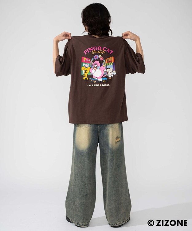 WEGO 【ユニセックス着用ITEM】別注ZIZONEグラフィックT（SS） ブラウン