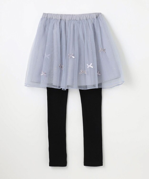 ANY KIDS リボン×ラメチュールスカッツ ブルーグレー