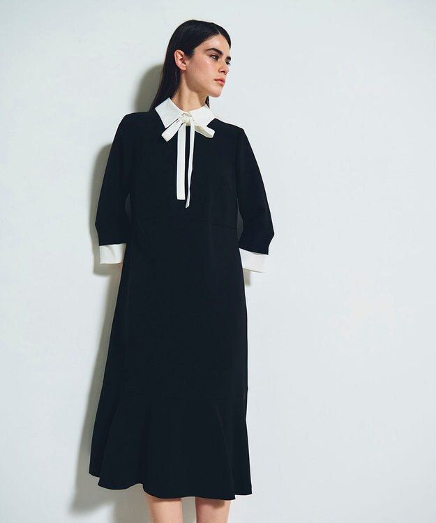 GRACE CONTINENTAL ダブルクロスドレス バイカラー