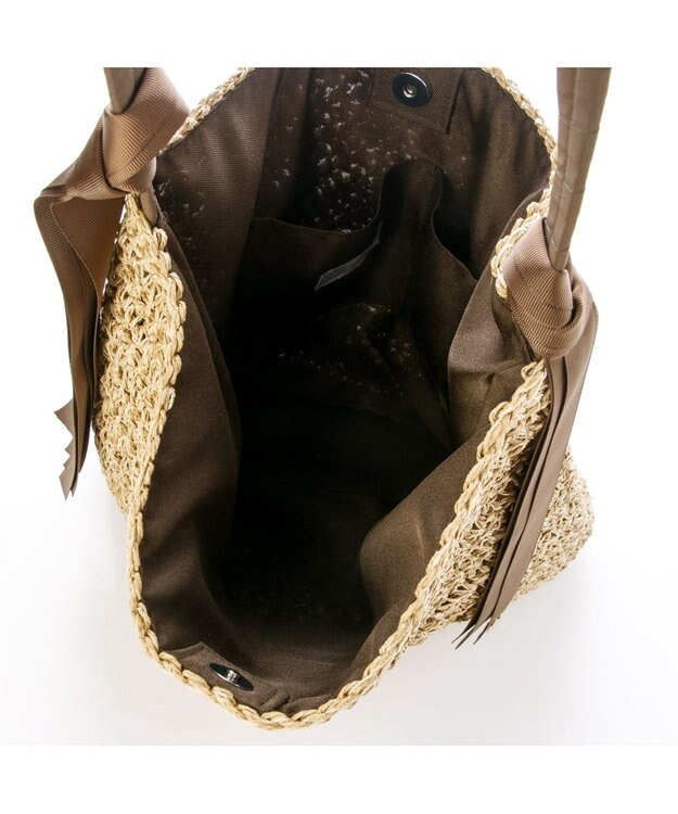 UNBILLION カシュカシュ cachecache / 下がりグログラン地柄編みトート カゴバッグ チョコ