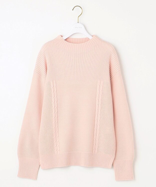 ANY SIS 【洗える】スフレボトルネック ニット サーモンピンク