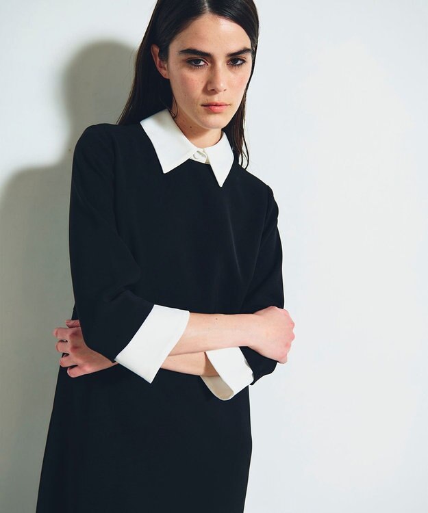 GRACE CONTINENTAL ダブルクロスドレス バイカラー