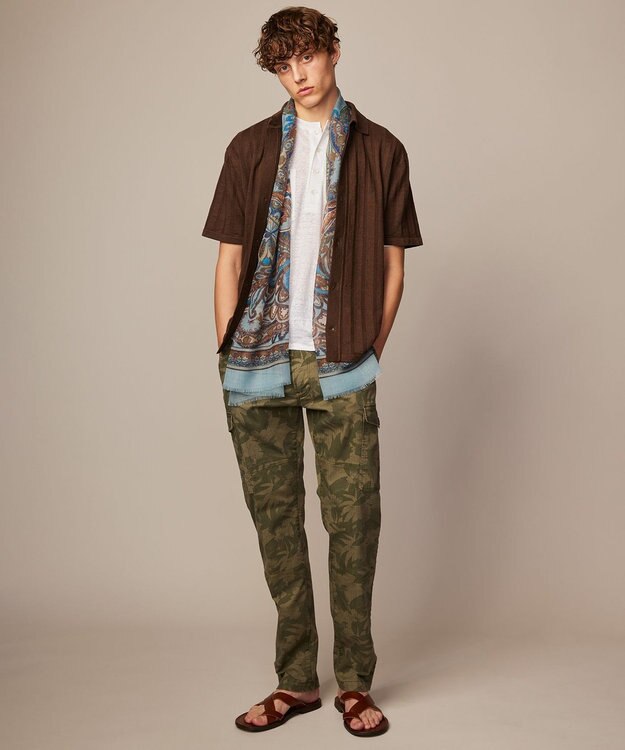 JOSEPH ABBOUD 【V.FRAAS】ビッグペイズリーパターン ストール サックスブルー系5