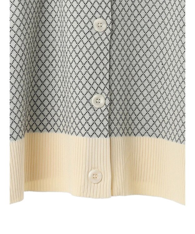 earth music&ecology ダイヤ柄ジャガードカーディガン Off White