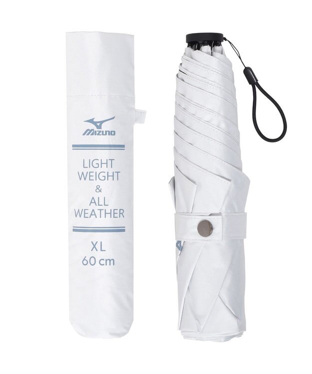 MOONBAT MIZUNO(ミズノ) ワンポイントロゴ 無地 日傘 折りたたみ傘 パラソル 晴雨兼用 軽量 遮熱効果 遮光率100% UV遮蔽100% ホワイト
