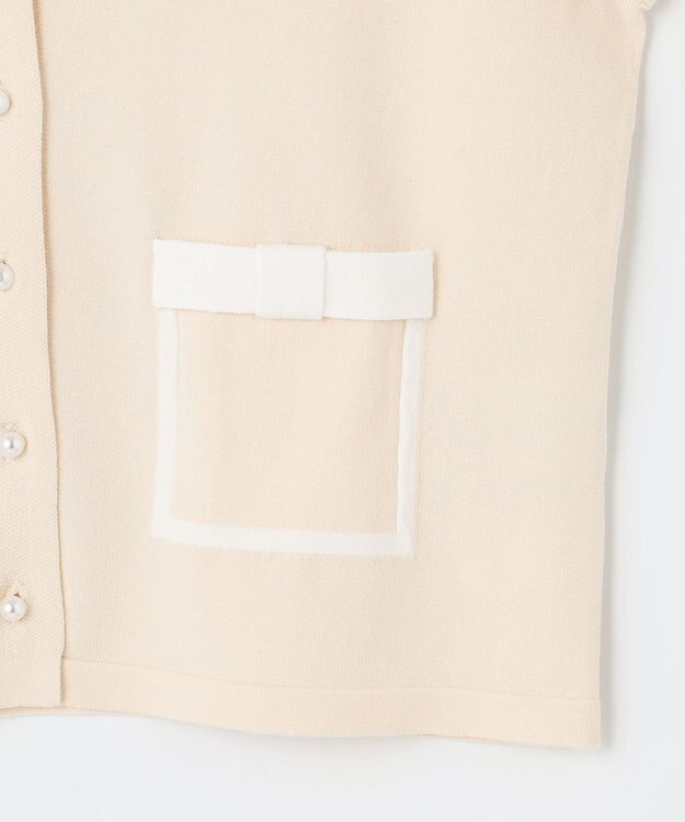 組曲 KIDS 【150-160cm】リボンインターシャニット カーディガン ベージュ系