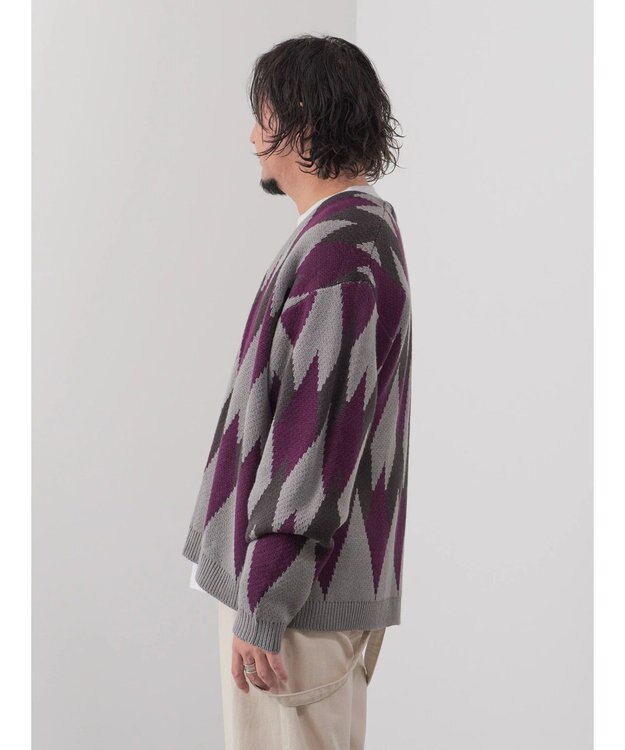 CRAFT STANDARD BOUTIQUE 【男女兼用】アーガイル柄カーディガン Purple