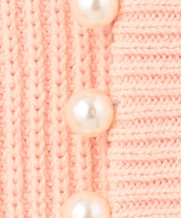 Feroux 【洗える】パール付き カーディガン ピンク系