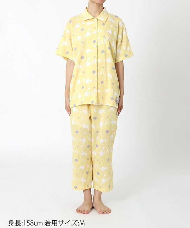 ワコール／睡眠科学 パジャマ SOU・SOU(R) 5分袖 半袖 8分丈 綿100%(本体) レディース YDT160 睡眠科学／ワコール イエロー