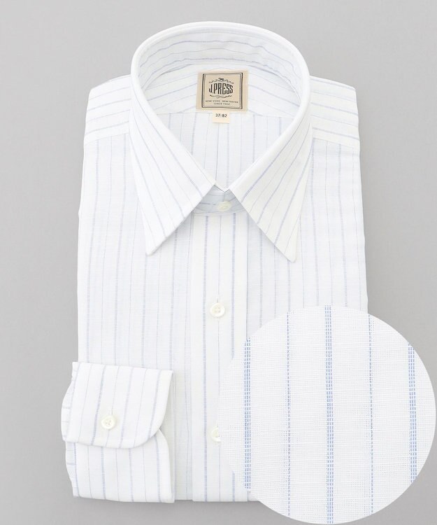 J.PRESS MEN 【WEB・一部店舗限定】コットンリネンオルタネートストライプ シャツ / レギュラー サックスブルー系1