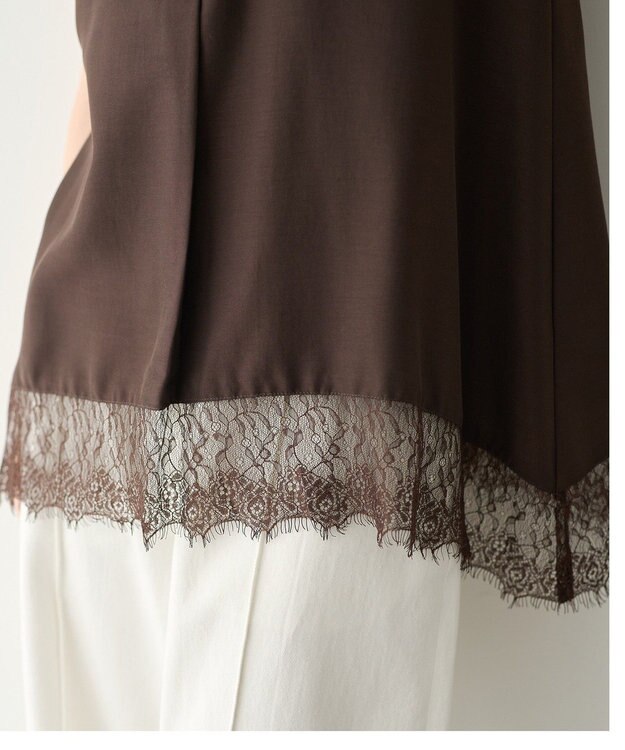 YECCA VECCA 裾レーススキッパーシャツ Brown