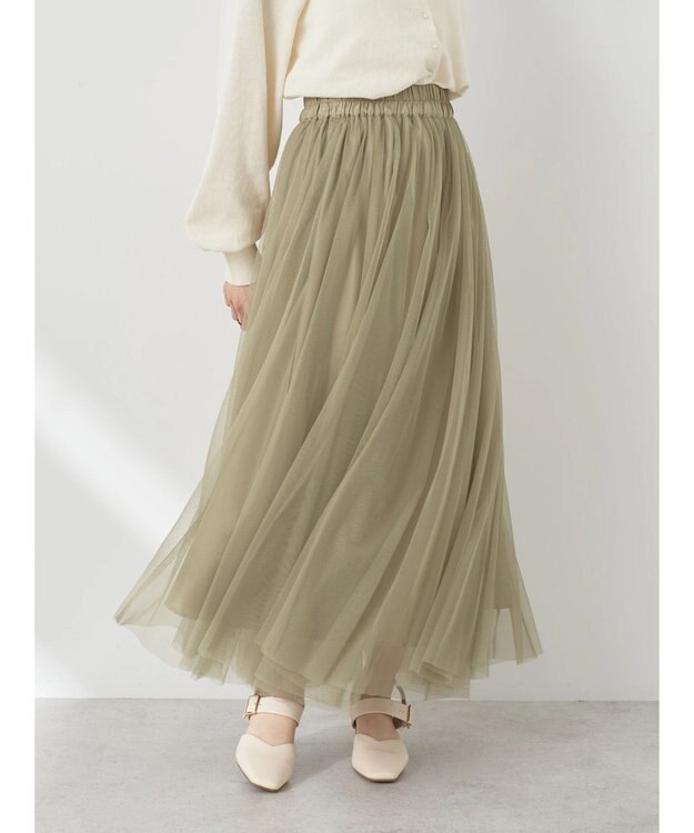 earth music&ecology チュールフレアスカート Khaki