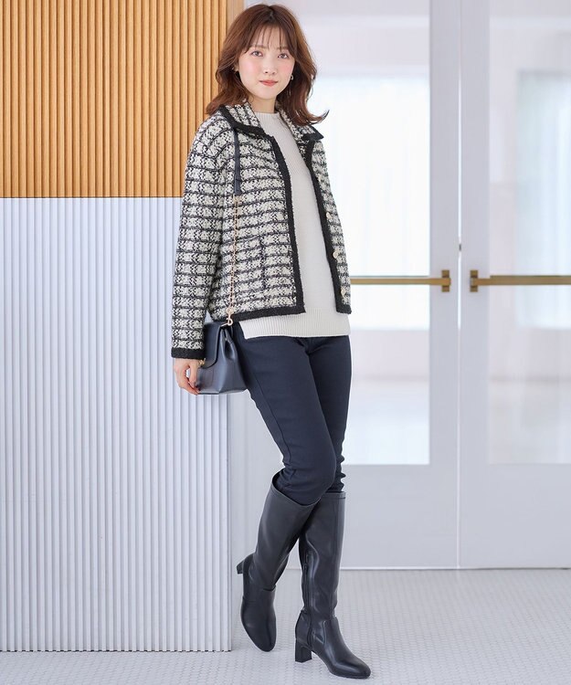 ANY SIS 【洗える/裏起毛】スフレ デニム ブラック