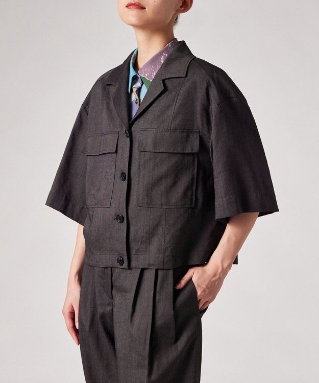 Paul Smith レーヨンリネン パッチポケット ブルゾン ダークブラウン