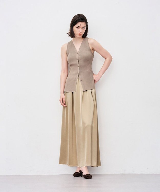 uncrave リブニット 2WAYタンクトップ グレージュ