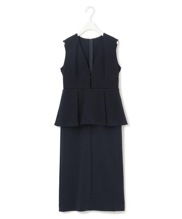 ICB 【洗える】ミリオーネダンボールニット  ジャンパースカートワンピース ネイビー系